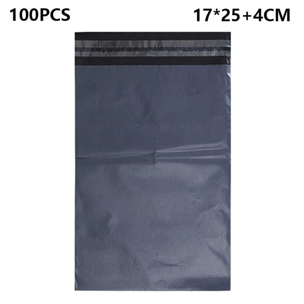 MX-060 100Pcs 17x25cm+4cm 11C Shipping Bags PE+PO Self Seal Postal Bags - Black - 1