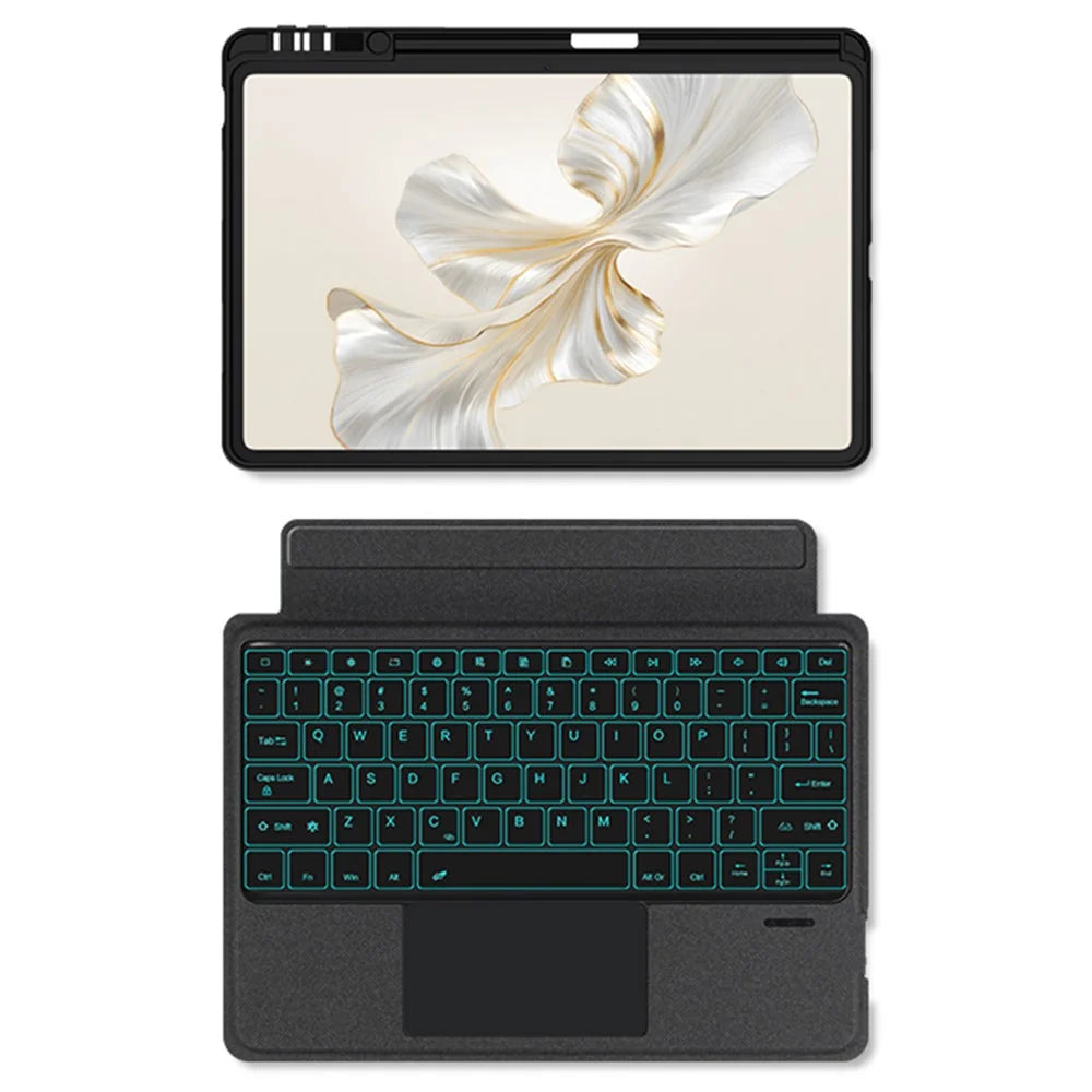 For Honor Pad 9 Pro Leather Case + Bluetooth-compatible Keyboard with Backlight Trackpad - 4