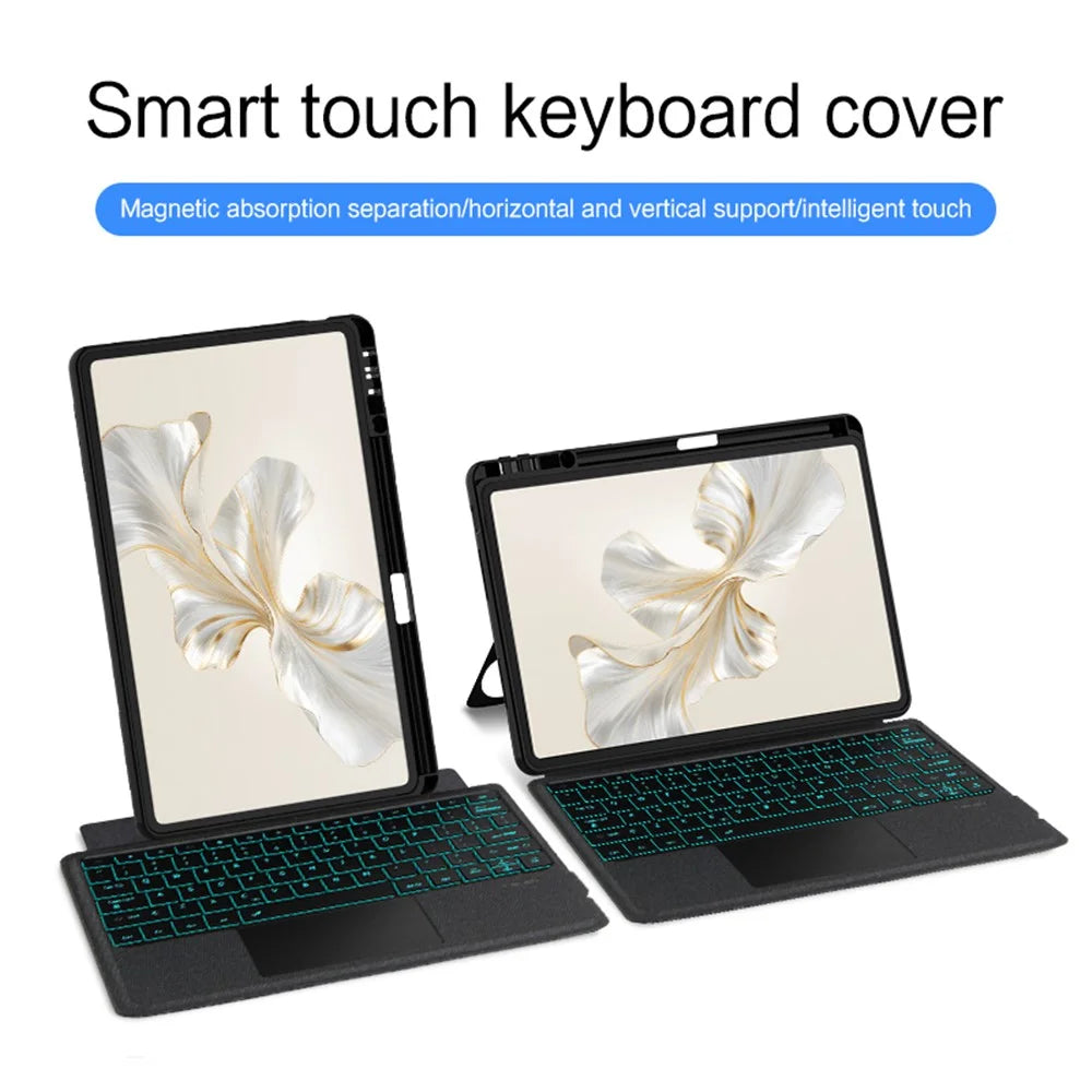 For Honor Pad 9 Pro Leather Case + Bluetooth-compatible Keyboard with Backlight Trackpad - 5