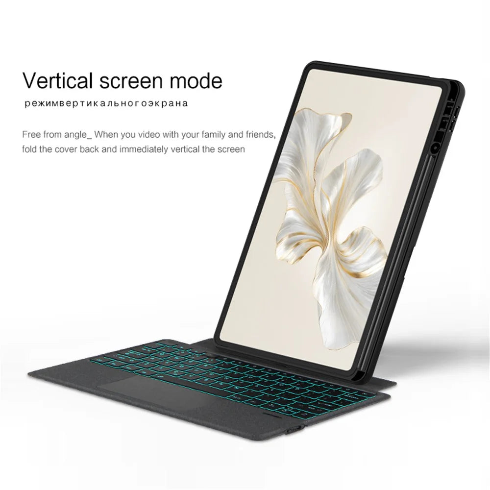 For Honor Pad 9 Pro Leather Case + Bluetooth-compatible Keyboard with Backlight Trackpad - 6
