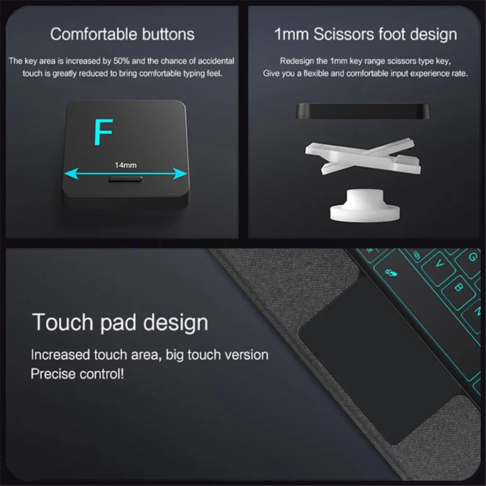 For Honor Pad 9 Pro Leather Case + Bluetooth-compatible Keyboard with Backlight Trackpad - 7