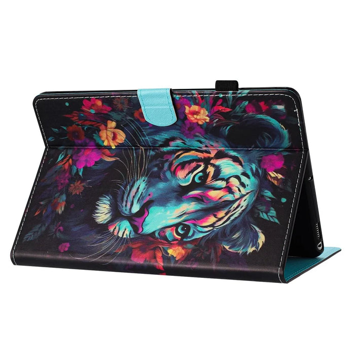 For Amazon Kindle Paperwhite 5 (2021) Case Pattern Printing PU Leather Stand Cover with Card Slots - Tiger - 4