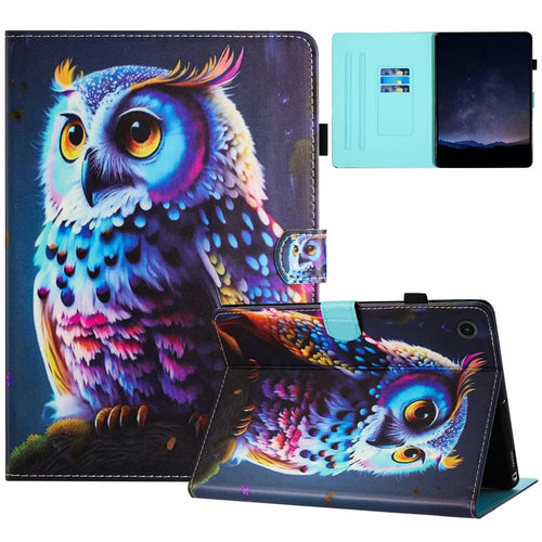 For Lenovo Tab M10 (Gen 3) Magnetic Tablet Case   PU Leather Pattern Stand Cover - Owl - 1