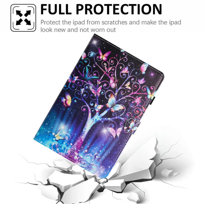 For Samsung Galaxy Tab S6 Lite (2024) / (2022) / (2020) P610 Case Stylish Pattern Leather Stand Cover with Card Slots - Meteor Butterfly - 5