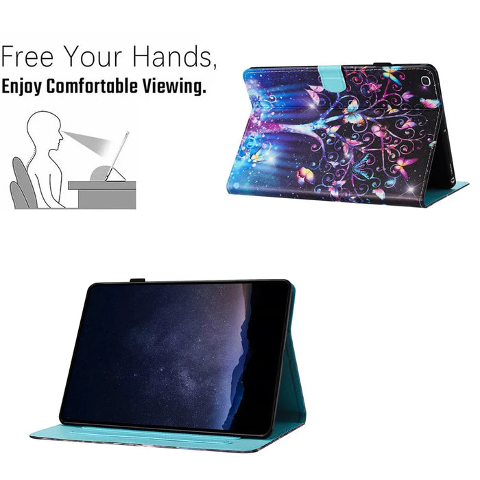 For Samsung Galaxy Tab S6 Lite (2024) / (2022) / (2020) P610 Case Stylish Pattern Leather Stand Cover with Card Slots - Meteor Butterfly - 6