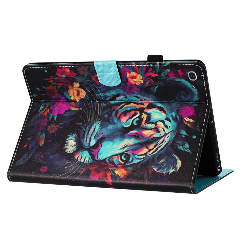 Pattern Tablet Case for Samsung Galaxy Tab A 10.1 (2019) T510   Stand Cover PU Leather Shell - Tiger - 4