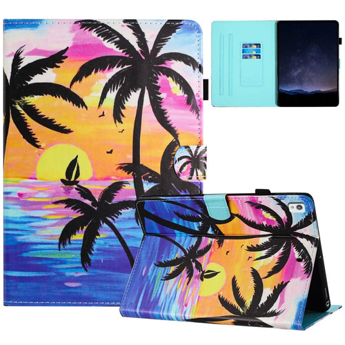 For Ipad 10.2 (2021) / (2019) / (2020 / Pro 10.5-Inch (2017) / Air 10.5 Inch (2019) Tablet Case PU Leather Stand Cover - Coconut Tree - 1