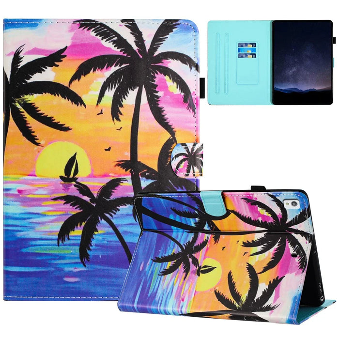 For Ipad 10.2 (2021) / (2019) / (2020 / Pro 10.5-Inch (2017) / Air 10.5 Inch (2019) Tablet Case PU Leather Stand Cover - Coconut Tree - 1
