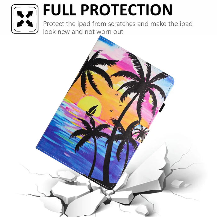 For Ipad 10.2 (2021) / (2019) / (2020 / Pro 10.5-Inch (2017) / Air 10.5 Inch (2019) Tablet Case PU Leather Stand Cover - Coconut Tree - 5