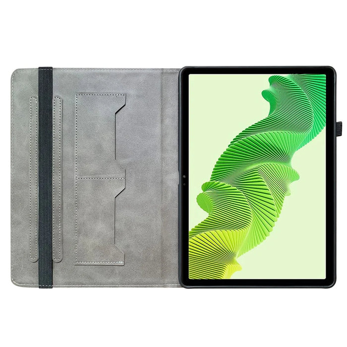 For Realme Pad 2 Case PU Leather Folio Pattern Tablet Cover with Card Slot / Pen Loop Holder - Black Rose - 2