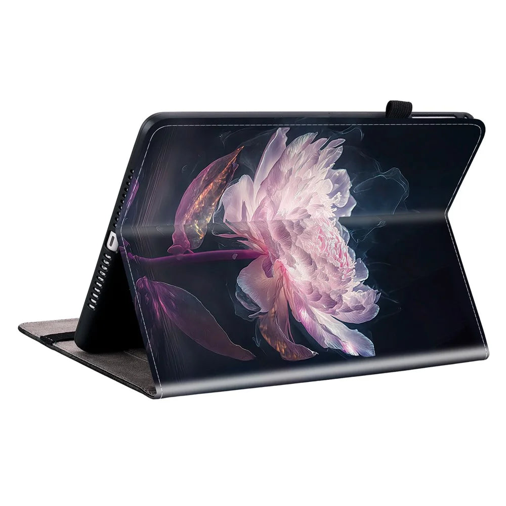 For Amazon Kindle Paperwhite 5 (2021) Case Pattern PU Leather Stand Card Slots Protective Cover - Purple Peony - 3