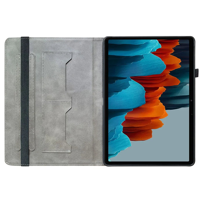 For Samsung Galaxy Tab S7+ / S7 FE / S8+ Case PU Leather Flip Cover Pattern Printing Anti-Drop Tablet Shell - Plum Blossom - 2