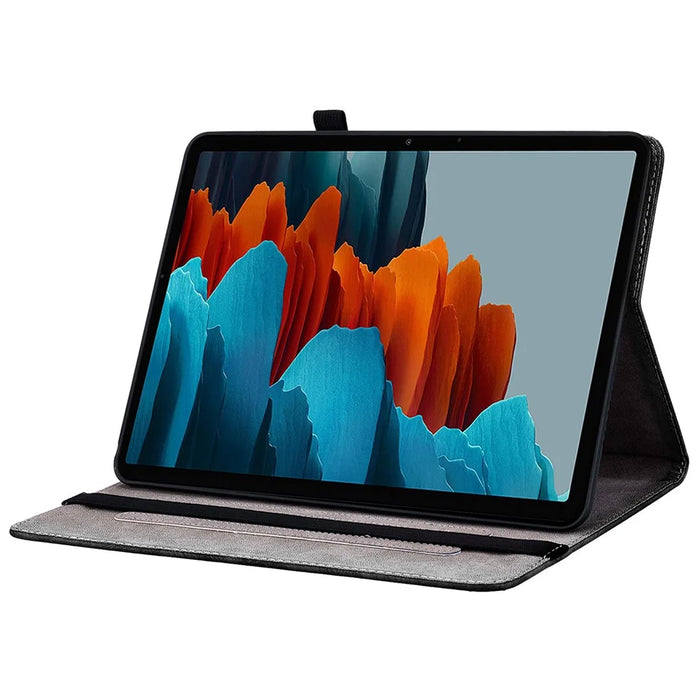 For Samsung Galaxy Tab S7+ / S7 FE / S8+ Case PU Leather Flip Cover Pattern Printing Anti-Drop Tablet Shell - Plum Blossom - 3
