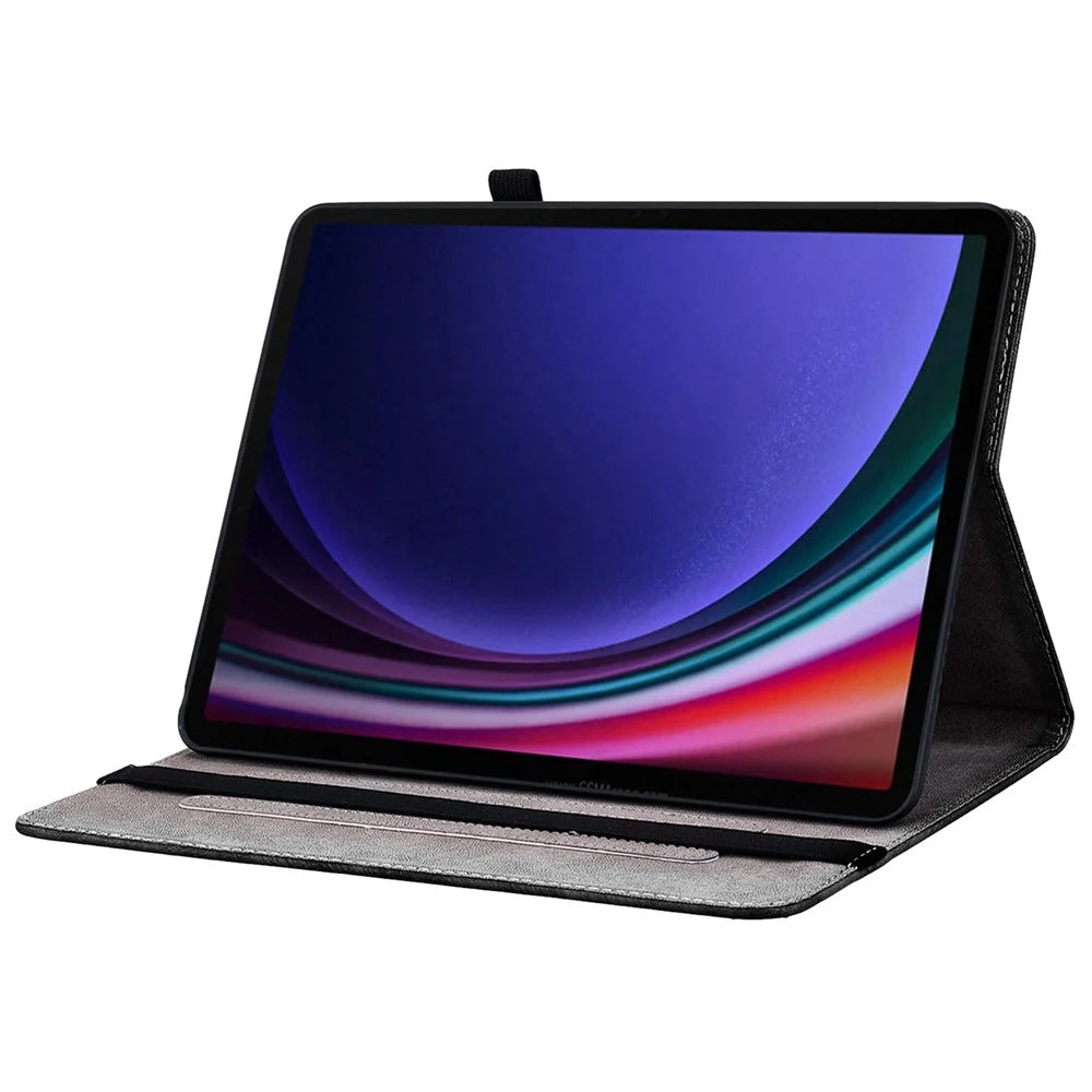 For Samsung Galaxy Tab S9 Tablet Case Anti-Drop Leather Flip Stand Pattern Printing Shell - Plum Blossom - 3