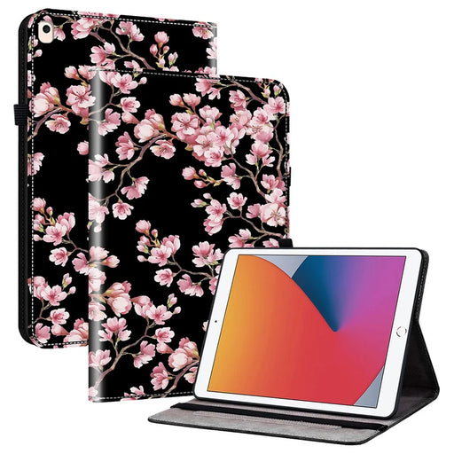 For iPad 10.2 (2021) / (2020) / (2019) Flip Case Pattern Printing Tablet Cover with Card Holder - Plum Blossom - 1