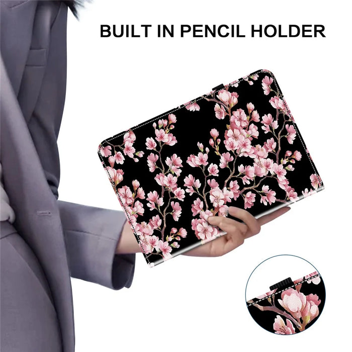 For iPad 10.2 (2021) / (2020) / (2019) Flip Case Pattern Printing Tablet Cover with Card Holder - Plum Blossom - 7