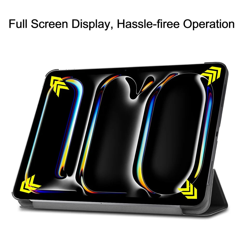 For iPad Pro 13 (2025) / 13 (2024) Case Auto Wake / Sleep Tri-Fold Stand Leather Tablet Cover - Black - 5