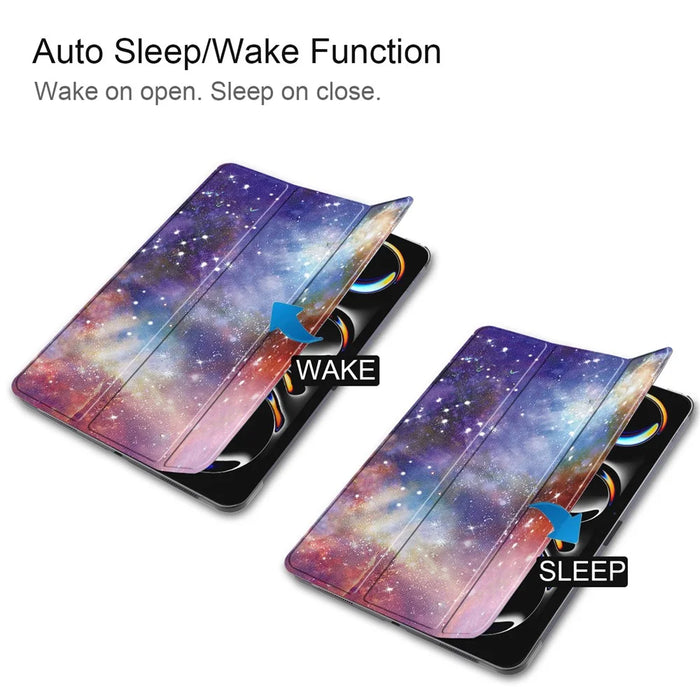For iPad Pro 13 (2025) / 13 (2024) Case Trifold Stand Pattern Leather Tablet Cover Smart Wake Sleep - Galaxy - 2
