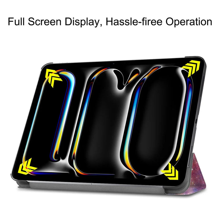 For iPad Pro 13 (2025) / 13 (2024) Case Trifold Stand Pattern Leather Tablet Cover Smart Wake Sleep - Galaxy - 4