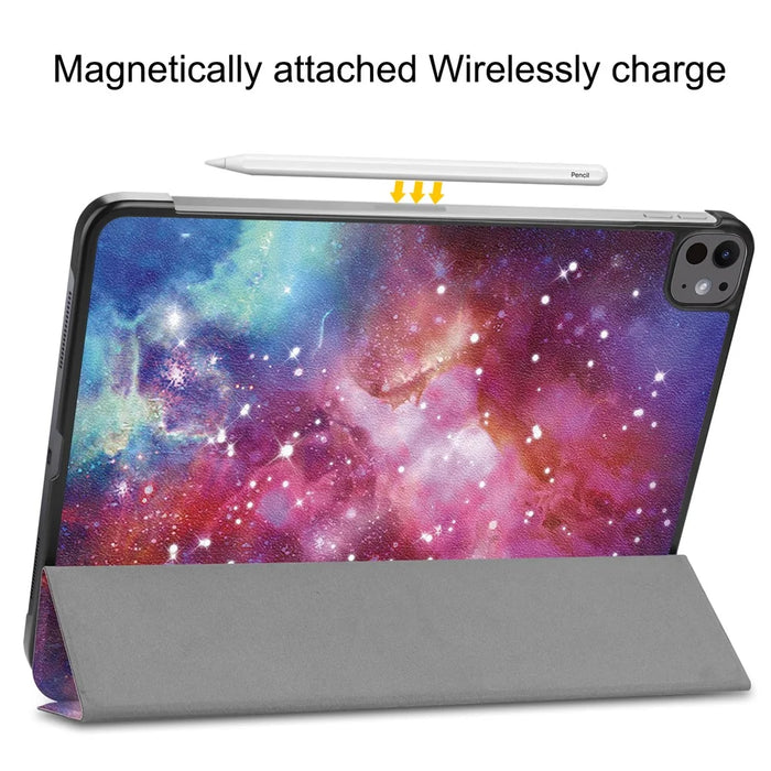 For iPad Pro 13 (2025) / 13 (2024) Case Trifold Stand Pattern Leather Tablet Cover Smart Wake Sleep - Galaxy - 5