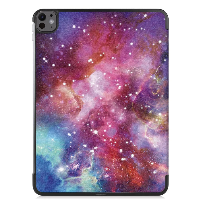 For iPad Pro 13 (2025) / 13 (2024) Case Trifold Stand Pattern Leather Tablet Cover Smart Wake Sleep - Galaxy - 7