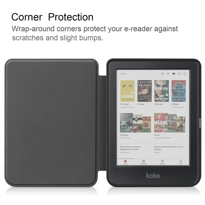 For Kobo Clara Colour / Clara BW PU Leather Sleeve Smart Wake  /  Sleep Cover Ereader Protective Case - Black - 2