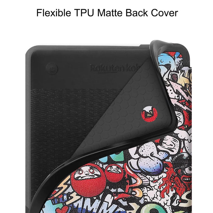 For Kobo Clara Colour / Clara BW Case Pattern Printing PU Leather Folio E-Reader Cover with Auto Sleep / Wake Function - Graffiti - 5