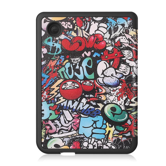 For Kobo Clara Colour / Clara BW Case Pattern Printing PU Leather Folio E-Reader Cover with Auto Sleep / Wake Function - Graffiti - 7