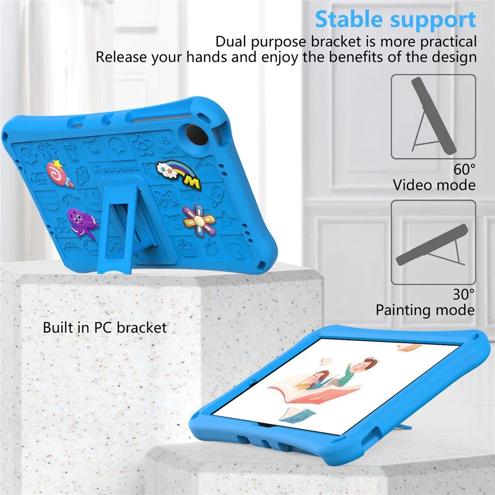 For Samsung Galaxy Tab A11+ / A9+ / Xiaomi Redmi Pad SE Case EVA Tablet Kickstand Cover with Shoulder Strap - Sky Blue - 6