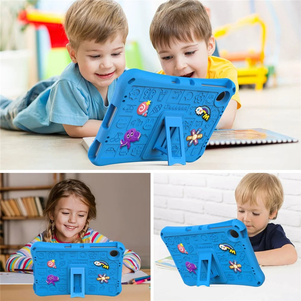 For Samsung Galaxy Tab A11+ / A9+ / Xiaomi Redmi Pad SE Case EVA Tablet Kickstand Cover with Shoulder Strap - Sky Blue - 7