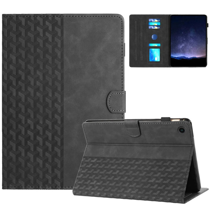For Lenovo Tab M10 (Gen 3) Case Card Holder Building Blocks Imprinted Tablet Stand Cover - Black - 1