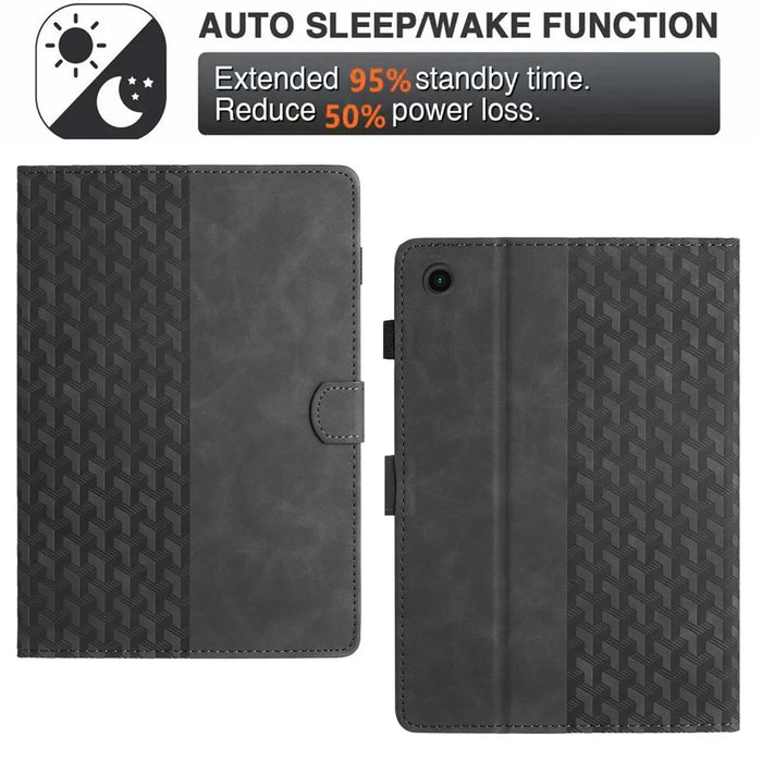 For Lenovo Tab M10 (Gen 3) Case Card Holder Building Blocks Imprinted Tablet Stand Cover - Black - 7