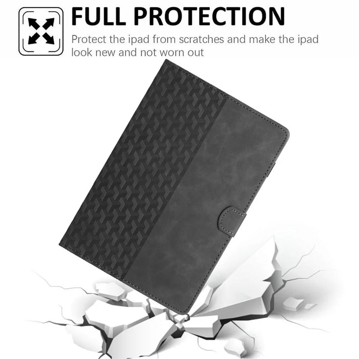 For Samsung Galaxy Tab A11 / A9 Tablet Case Imprinted PU Leather Drop-Proof Folding Stand Cover - Black - 5