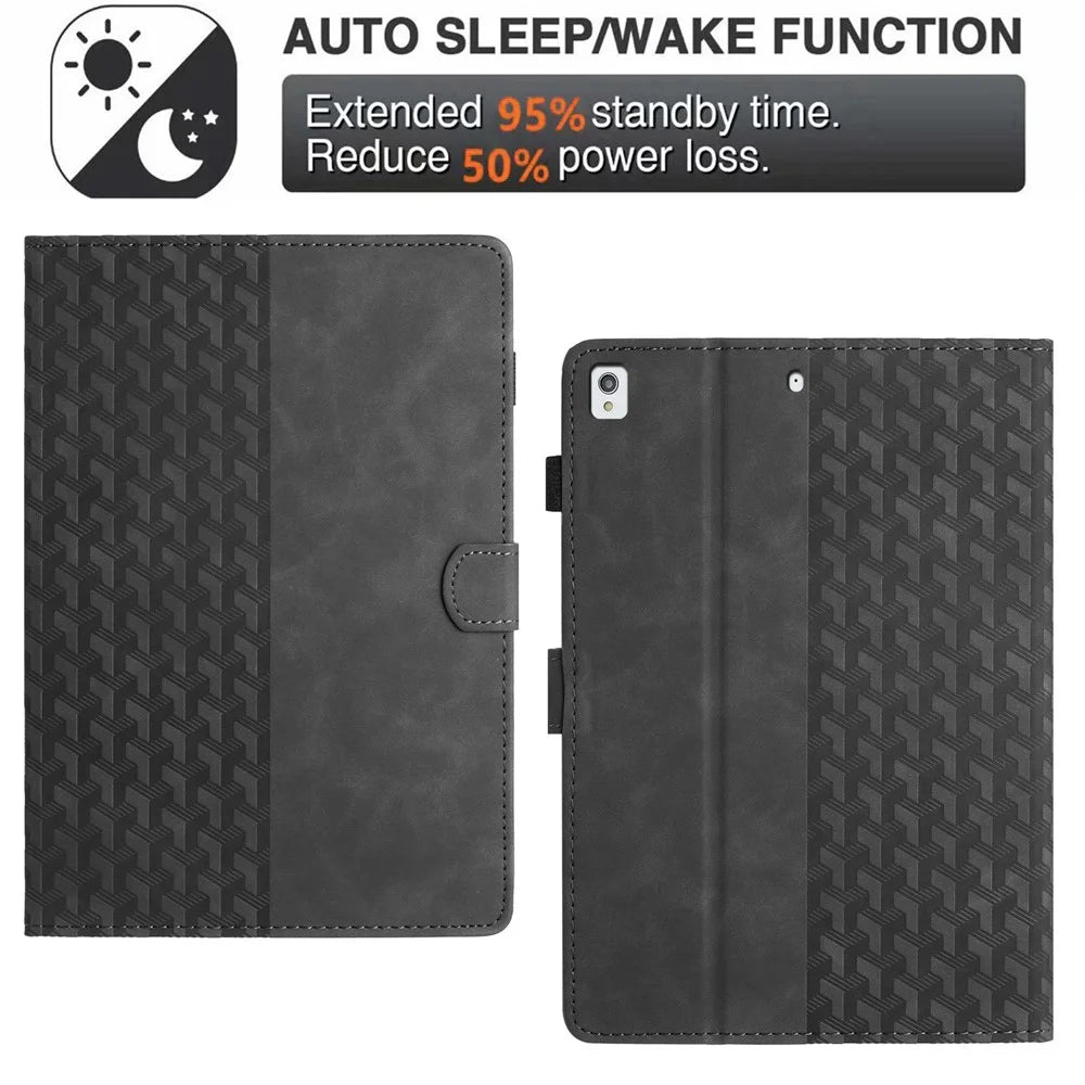 For iPad 10.2 (2021) (2019)  (2020)  /  Pro 10.5-Inch (2017)  /  Air 10.5 Inch (2019) Building Blocks Imprinted Flip Cover - Black - 7