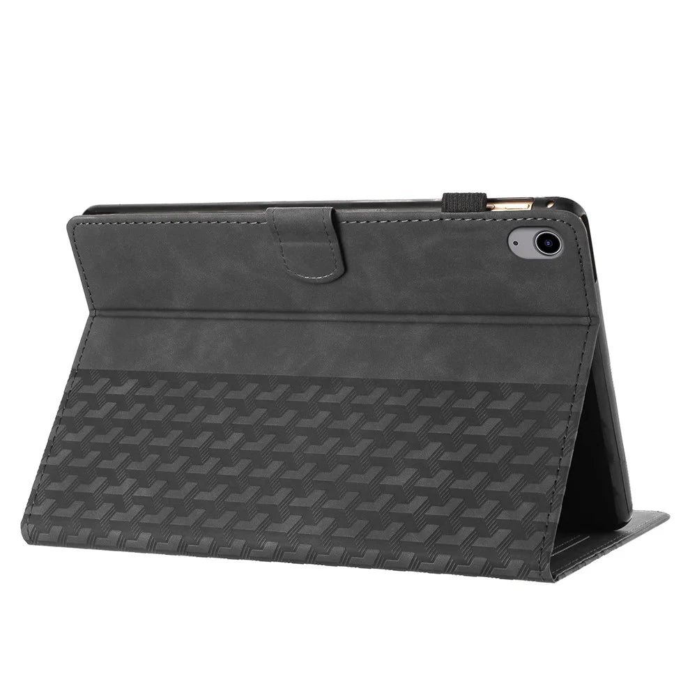 For iPad (2025) / 10.9 (2022) Cover Imprinted Shockproof PU Leather Tablet Case with Card Slots - Black - 3