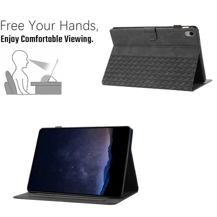 For iPad (2025) / 10.9 (2022) Cover Imprinted Shockproof PU Leather Tablet Case with Card Slots - Black - 6
