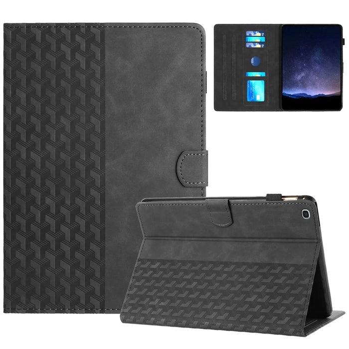 For Samsung Galaxy Tab A 10.1 (2019) T510 Cover Imprinted Full Protection Leather Card Holder Tablet Case - Black - 1