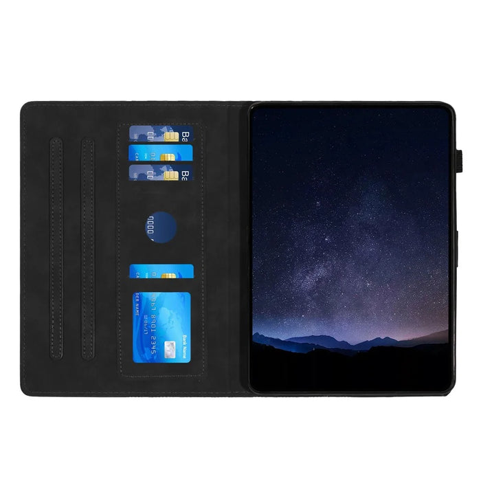 For Samsung Galaxy Tab A 10.1 (2019) T510 Cover Imprinted Full Protection Leather Card Holder Tablet Case - Black - 2