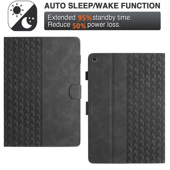 For Samsung Galaxy Tab A 10.1 (2019) T510 Cover Imprinted Full Protection Leather Card Holder Tablet Case - Black - 7