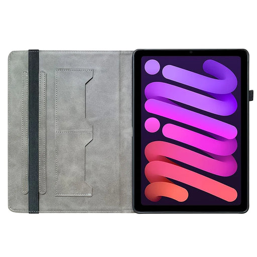 For iPad mini (2024) / mini (2021) Case Pattern PU Leather Stand Folio Tablet Cover with Card Holder - Plum Blossom - 2