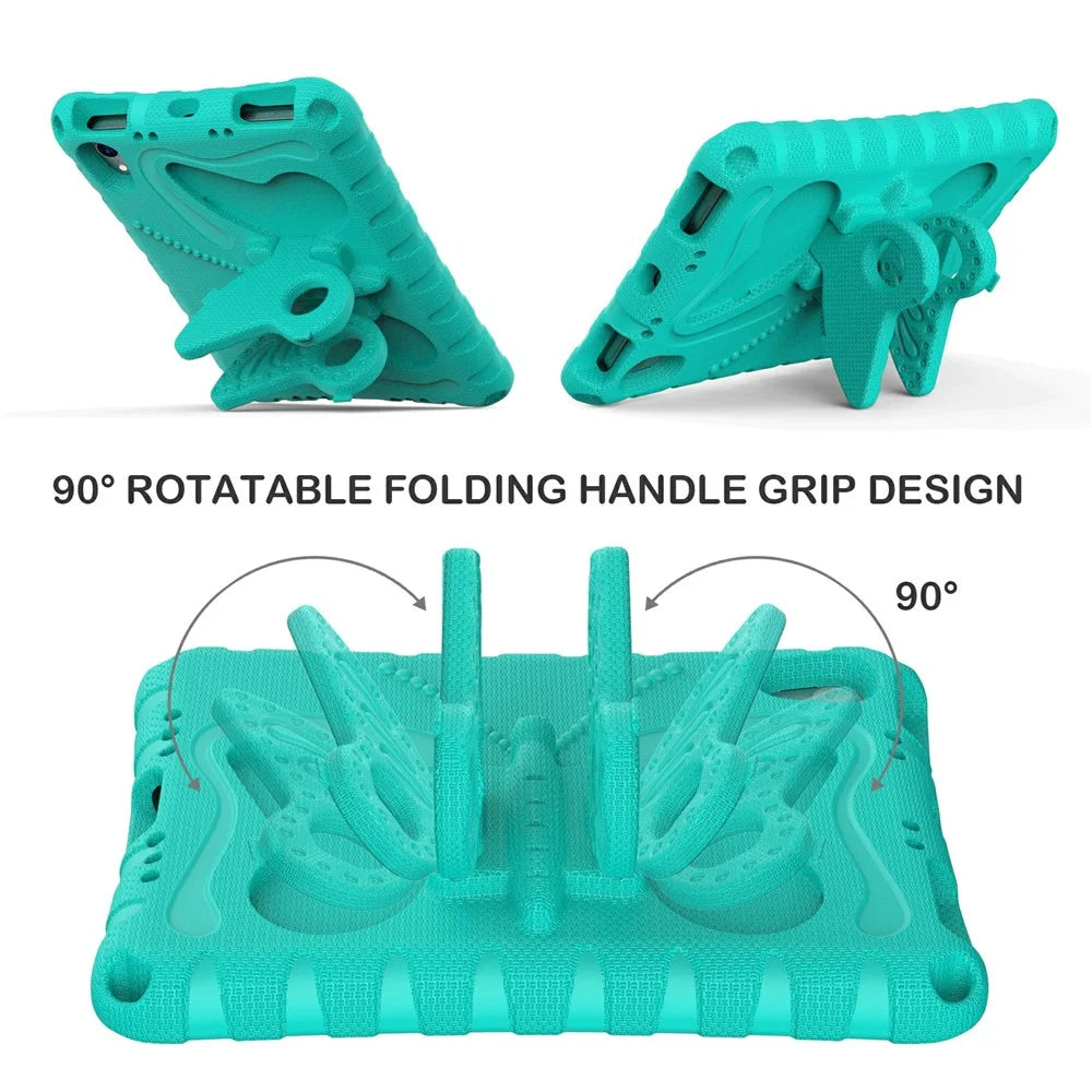 For iPad mini (2024) / mini (2021) Case with Shoulder Strap Butterfly Kickstand Tablet EVA Cover - Mint Green - 2