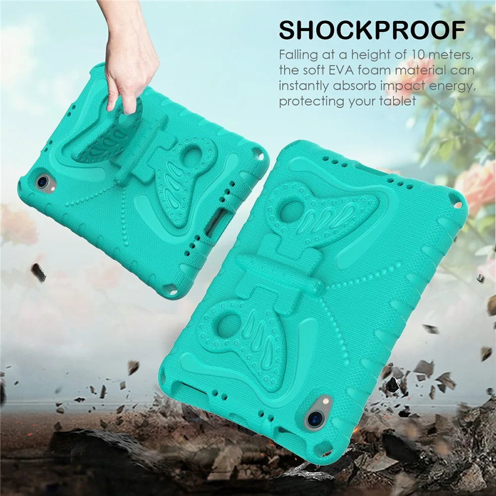 For iPad mini (2024) / mini (2021) Case with Shoulder Strap Butterfly Kickstand Tablet EVA Cover - Mint Green - 5