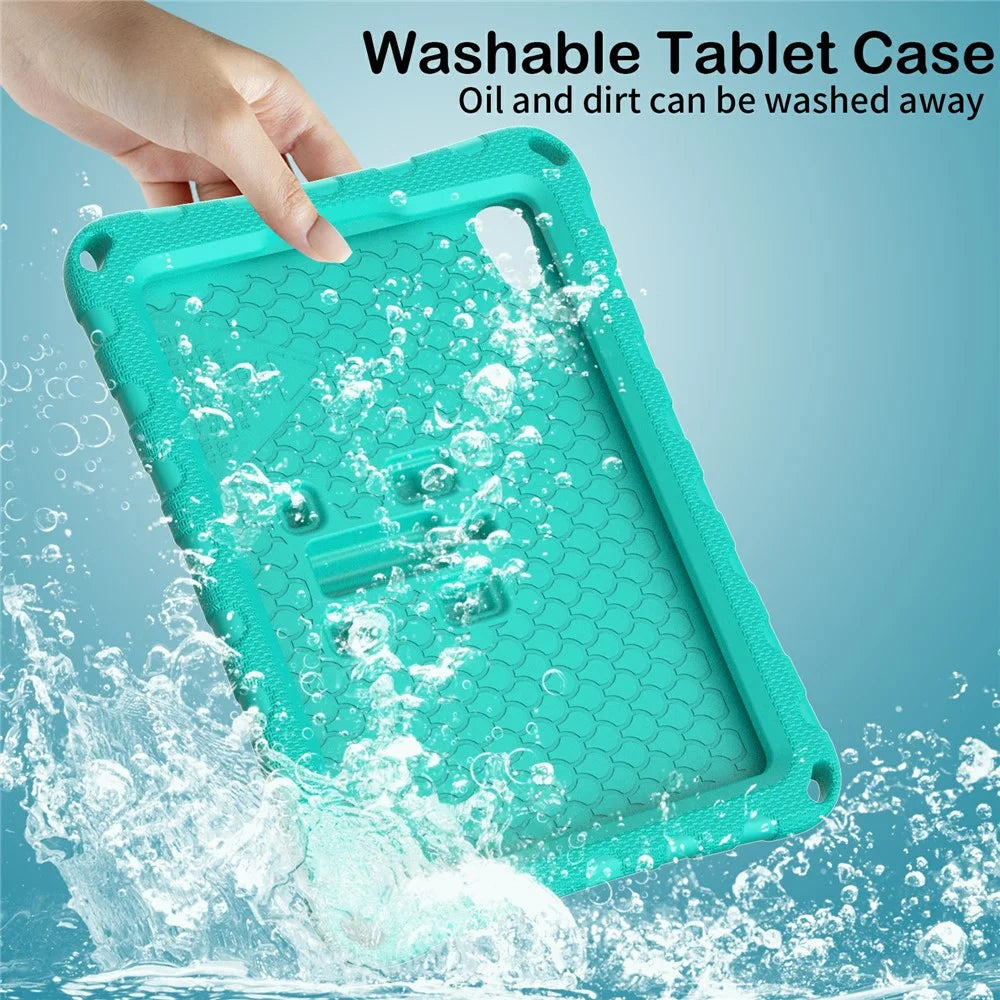 For iPad mini (2024) / mini (2021) Case with Shoulder Strap Butterfly Kickstand Tablet EVA Cover - Mint Green - 6