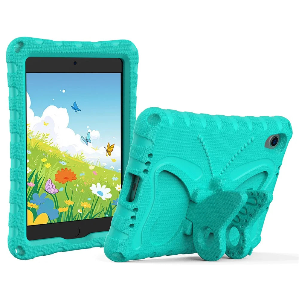 For iPad mini (2024) / mini (2021) Case with Shoulder Strap Butterfly Kickstand Tablet EVA Cover - Mint Green - 7
