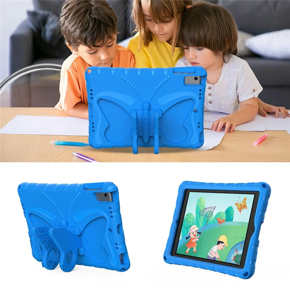 For iPad Air (2013) / Air 2 / iPad 9.7-inch (2017) / (2018) EVA Case Butterfly Kickstand Tablet Cover with Shoulder Strap - Blue - 3