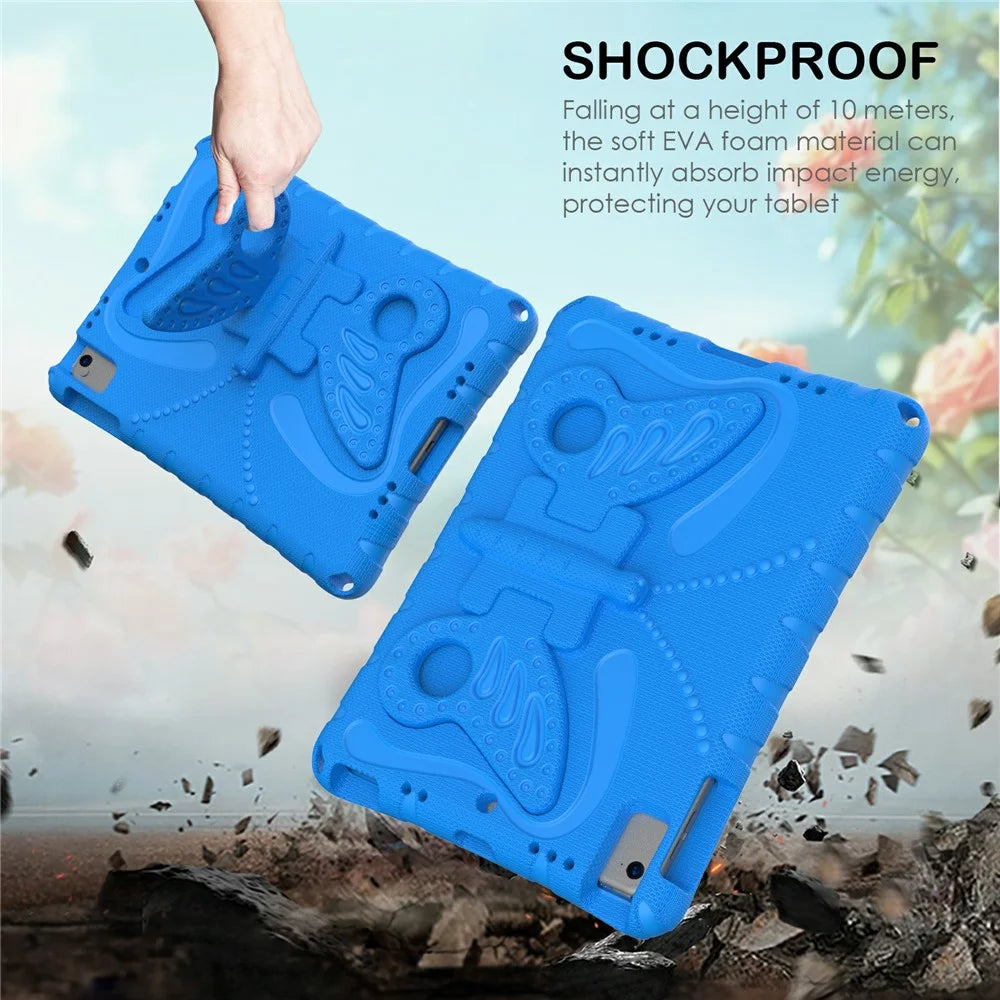 For iPad Air (2013) / Air 2 / iPad 9.7-inch (2017) / (2018) EVA Case Butterfly Kickstand Tablet Cover with Shoulder Strap - Blue - 5