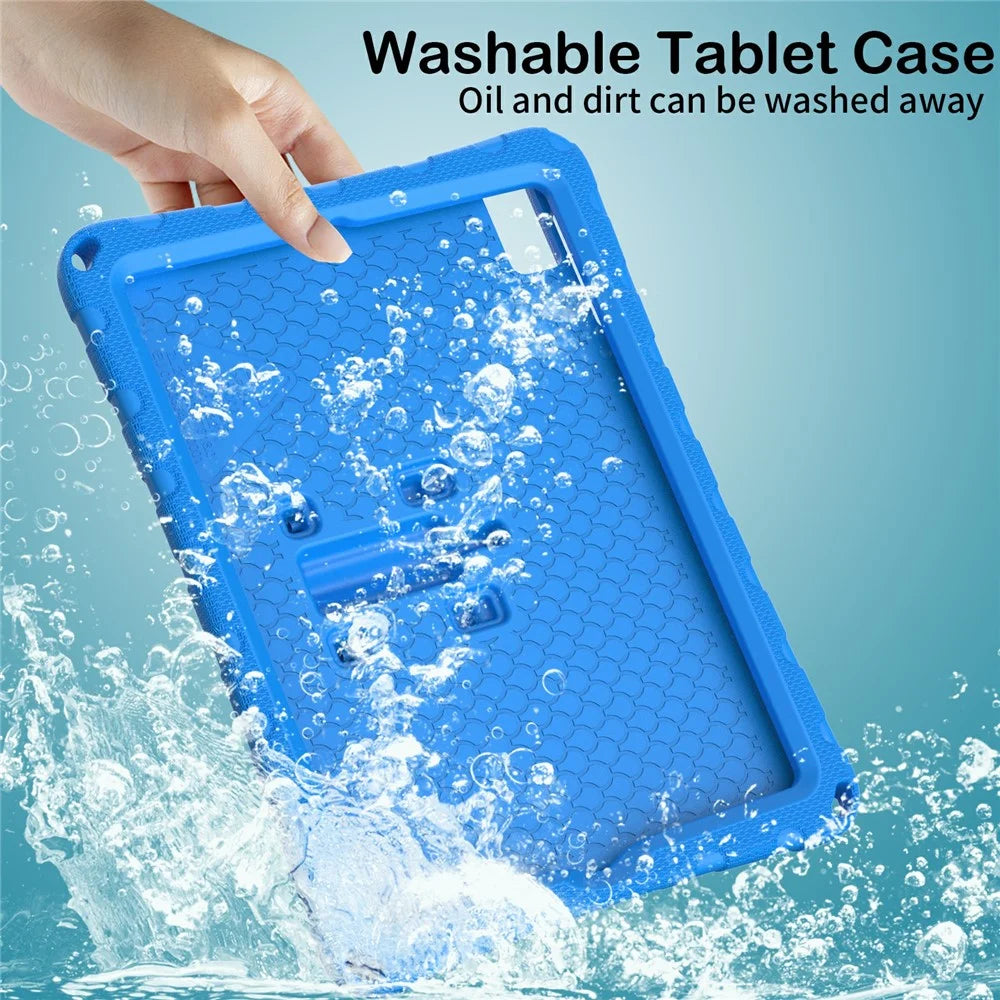 For iPad Air (2013) / Air 2 / iPad 9.7-inch (2017) / (2018) EVA Case Butterfly Kickstand Tablet Cover with Shoulder Strap - Blue - 6