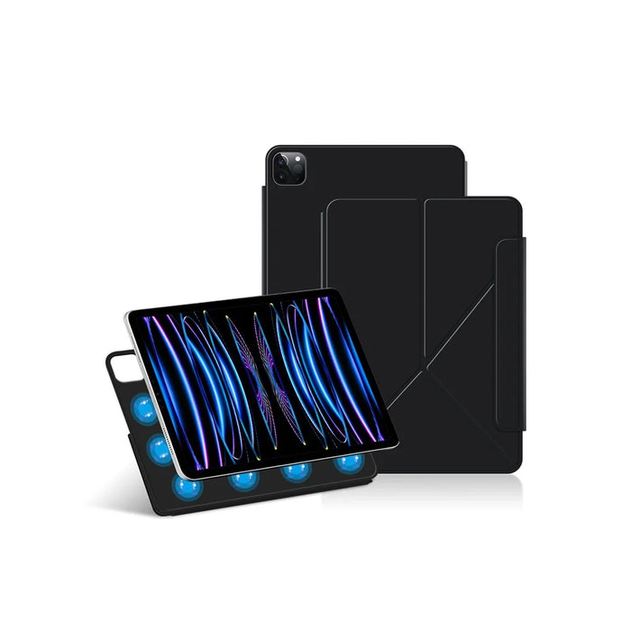 For iPad Air 11 (2026) / (2025) / (2024) / Air (2022) / (2020) / Pro 11 (2022) / (2021) / (2020) / (2018) Case Magnetic PU Leather Tablet Stand Cover - Black - 1
