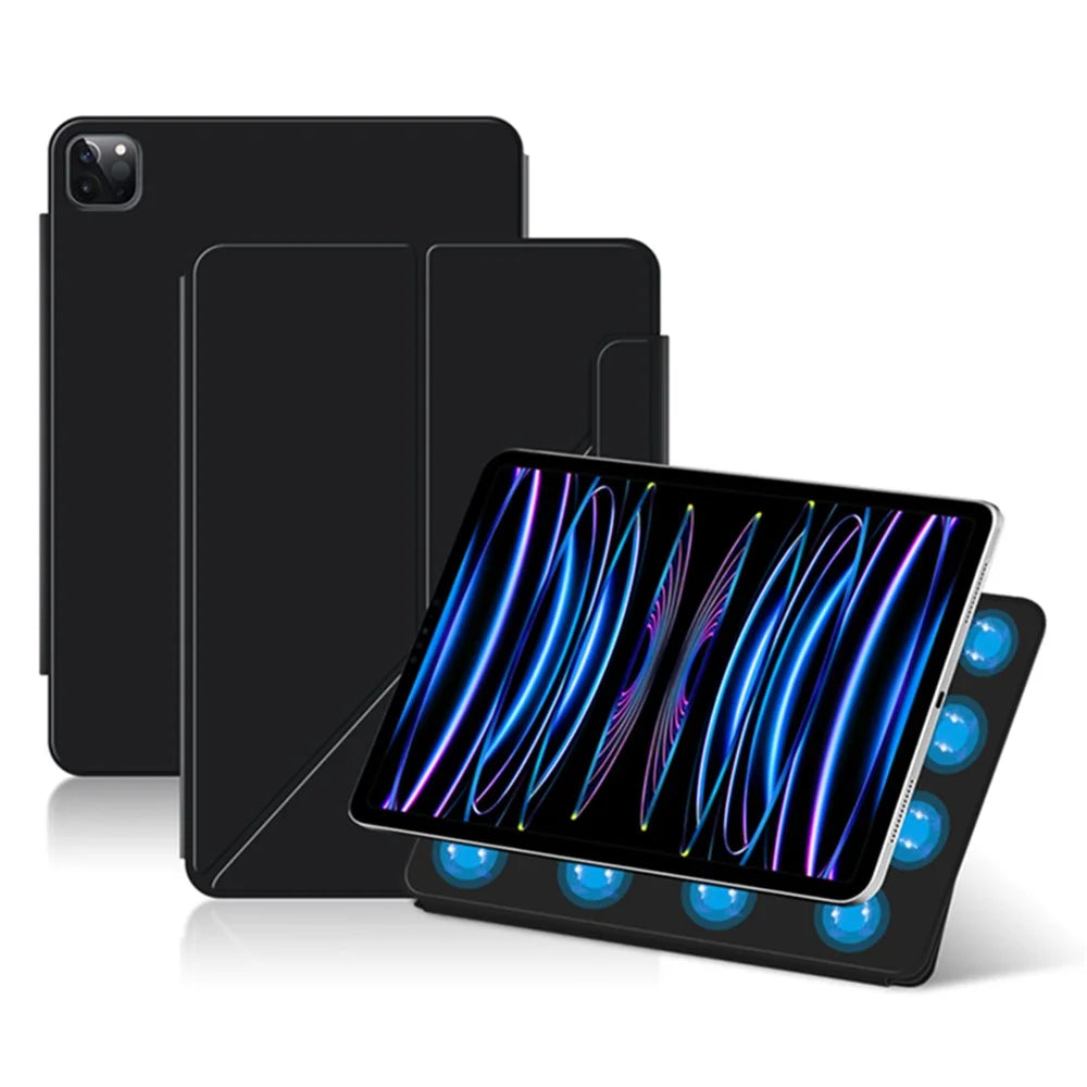 For iPad Pro 11 (2025) / 11 (2024) Case Magnetic PU Leather+PC Anti-Scratch Stand Tablet Cover - Black - 1