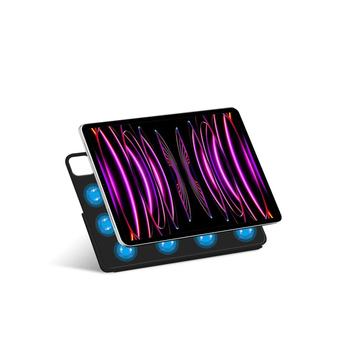 For iPad Air 13 (2026) / (2025) / (2024) / Pro 12.9 (2022) / (2021) / (2020) / (2018) Tablet Case Magnetic PU Leather+PC V-Fold Stand Shell  - Black - 3